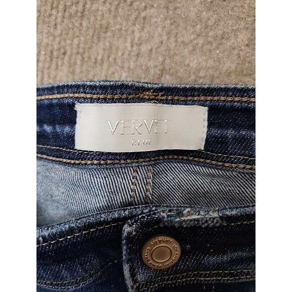 Vervet Cropped Jeans Womens 32 Blue Straight Leg Distressed Stretch - Picture 6 of 8